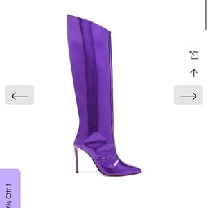 Purple stiletto knee high boots